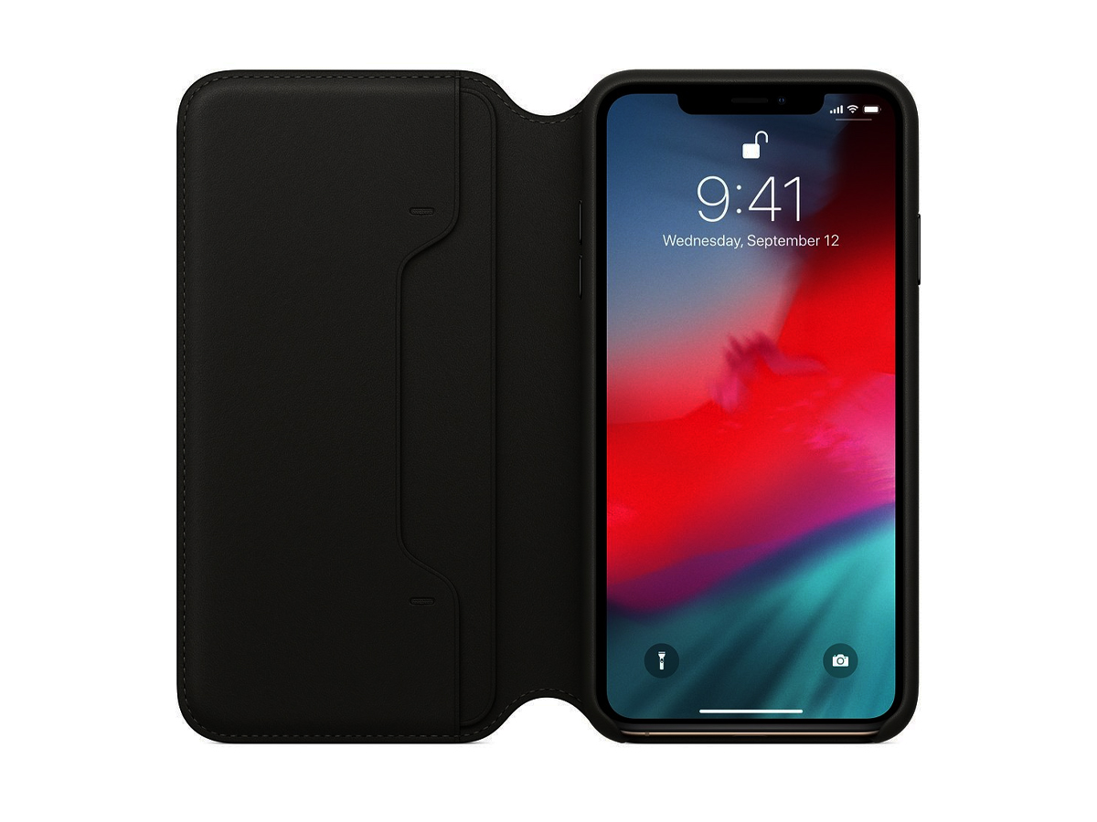 Apple Leather Folio Case for iPhone XS, Black