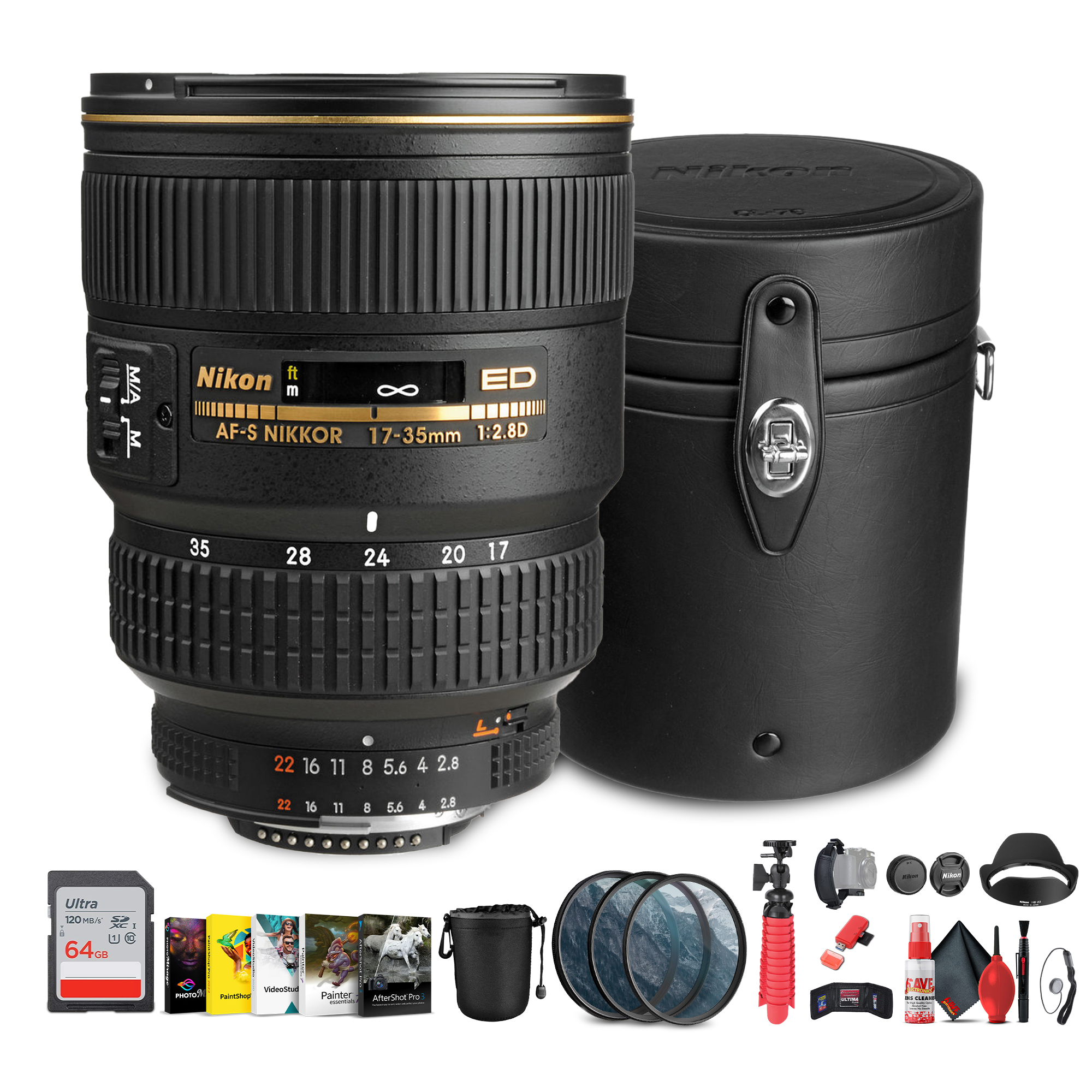 Nikon AF-S Wide-angle Zoom-NIKKOR 17-35mm f/2.8D IF-ED Lens + More Bundle - Picture 1 of 8