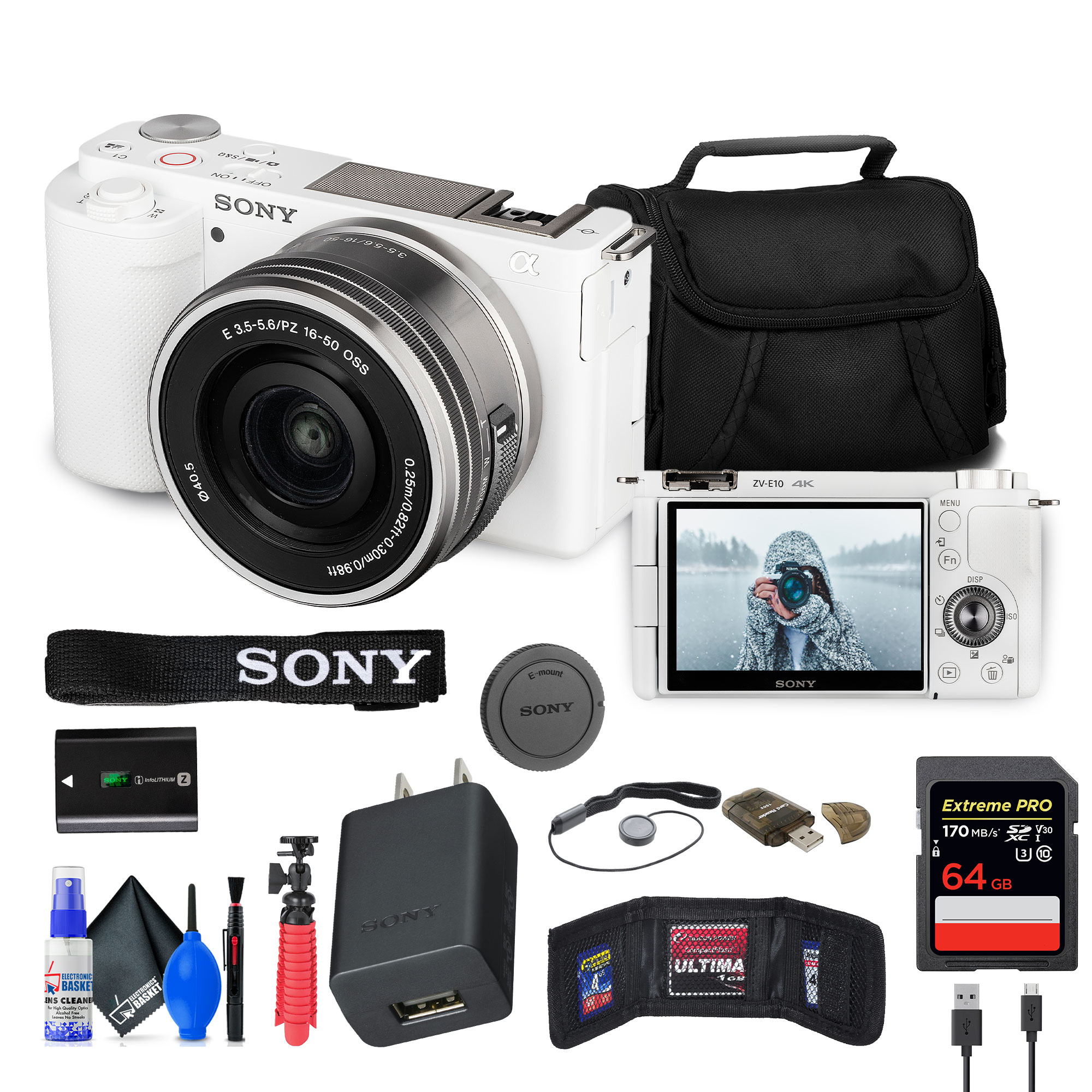 Sony ZV-E10 Mirrorless Camera w/ 16-50mm Lens + 64GB Card + Flex Tripod - Picture 17 of 24