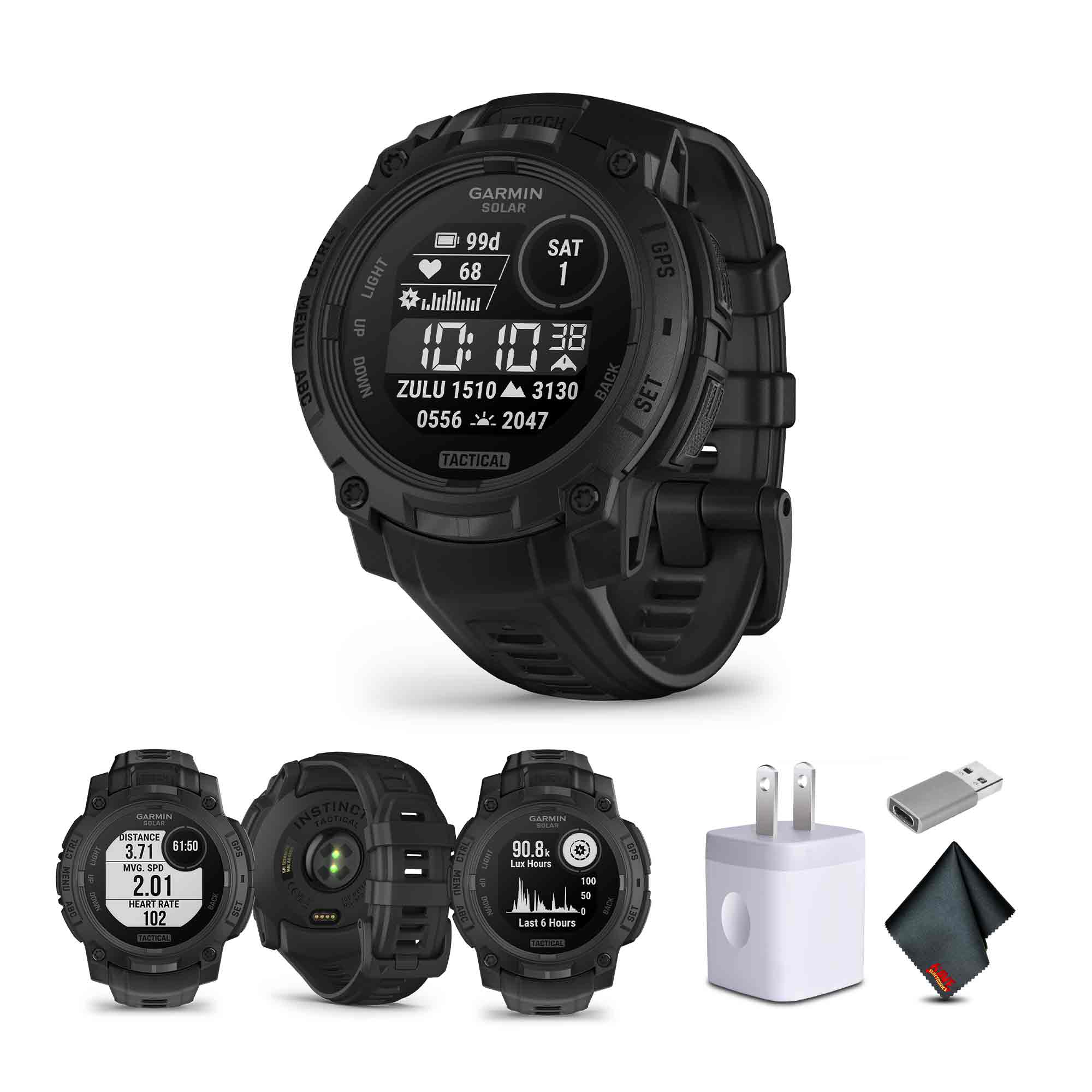 Garmin Instinct 3, 45mm, Solar, Tactical Edition, Bundle