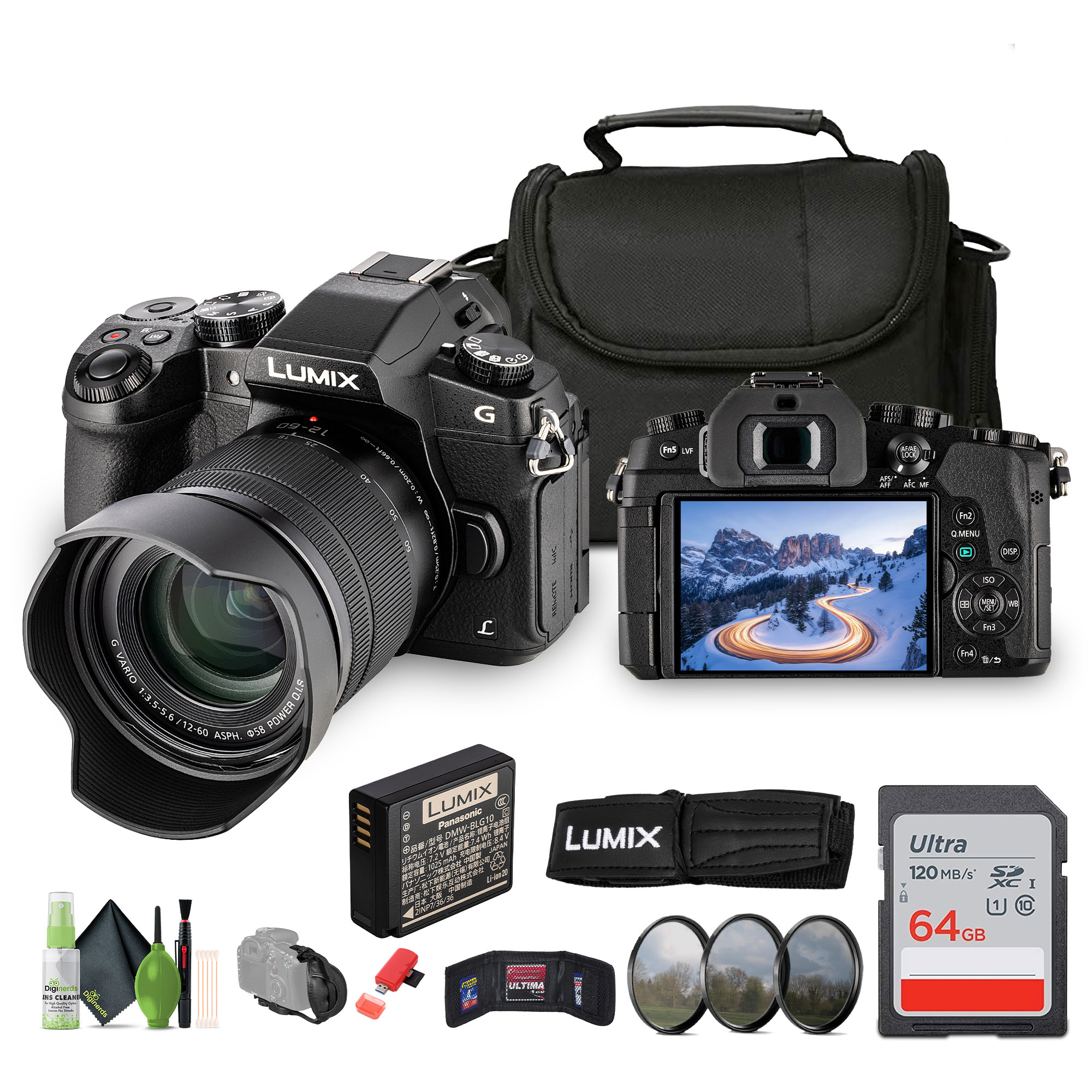 Panasonic Lumix DMC-G85 Camera w 12-60MM Lens, 64GB SDXC Memory