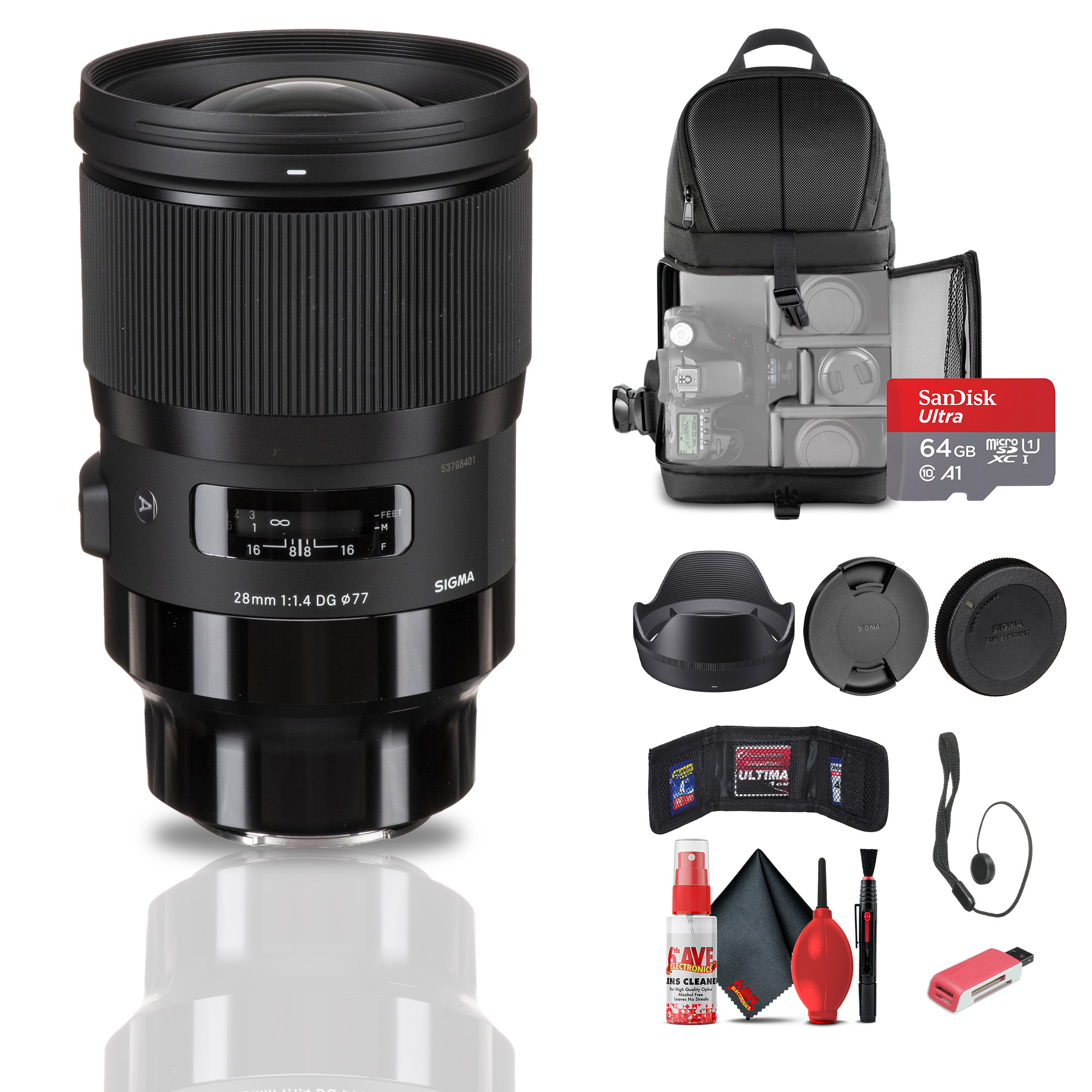 Sigma 28mm DG HSM Art Lens for Sony E Mount Bundle