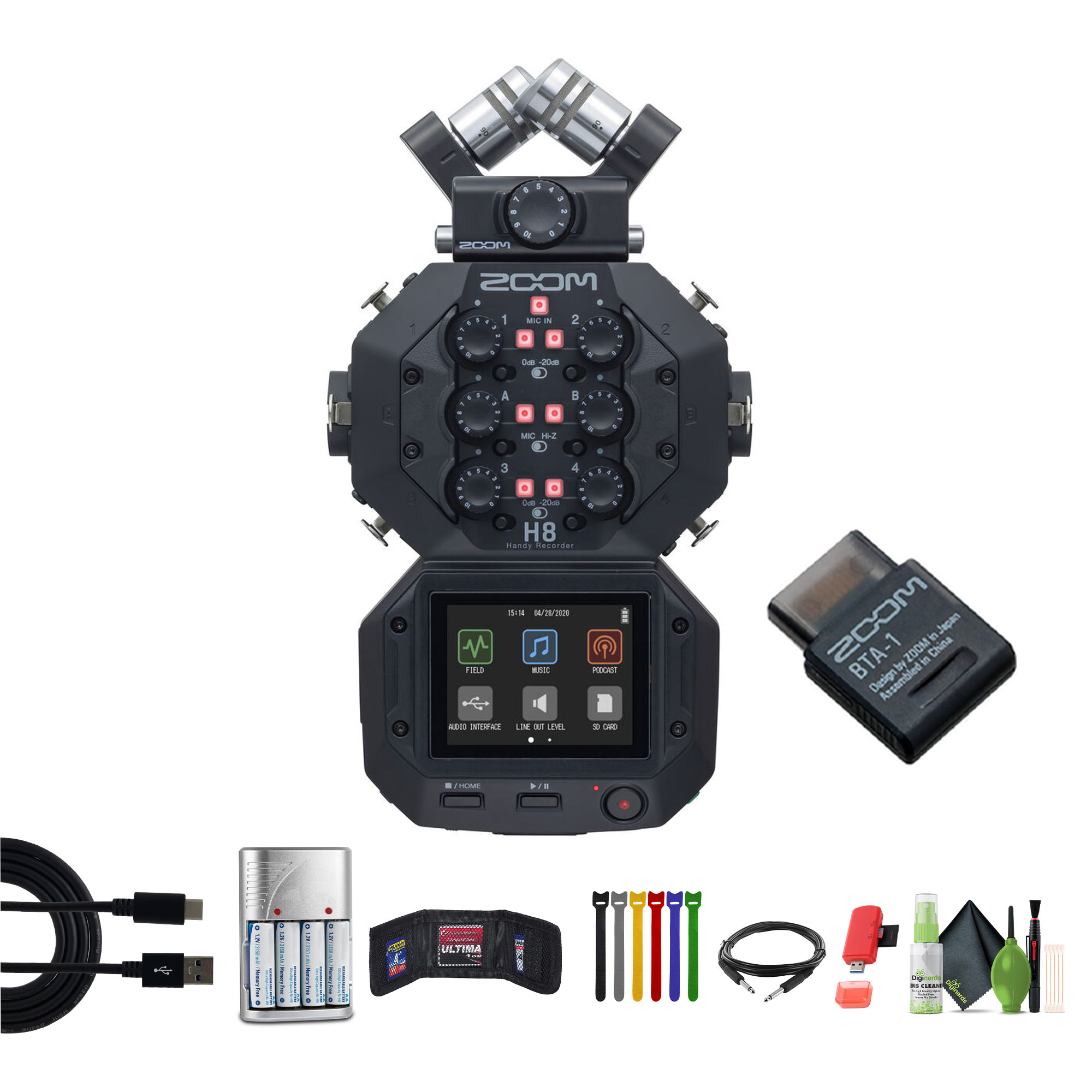 Memory Frame Recorder Zoom H8 12-Track Handy Audio Recorder, Extreme PRO 64GB SDXC Memory ...