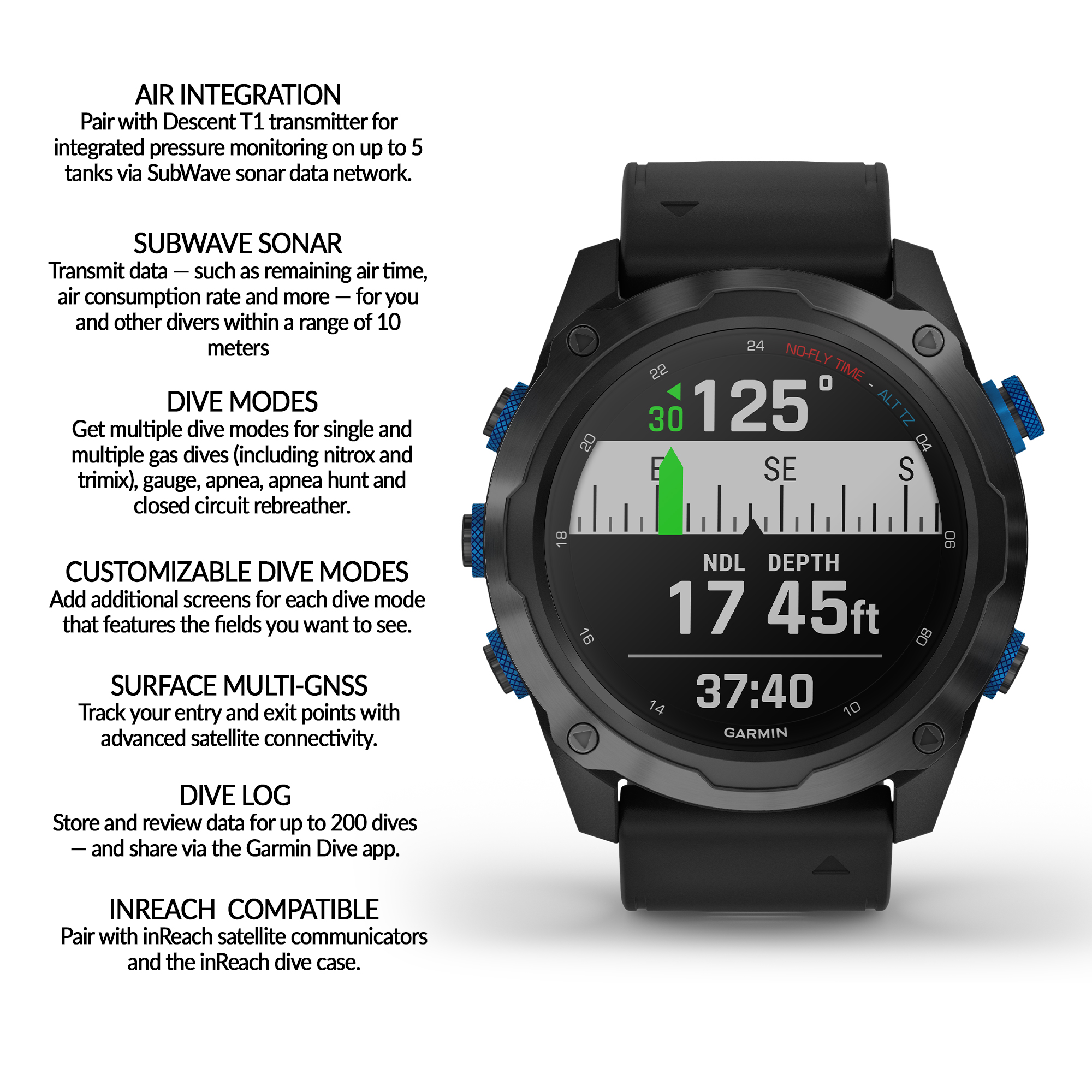 Garmin Descent Mk2i, Watch-Style Dive Computer with Air Integration, Multisport
