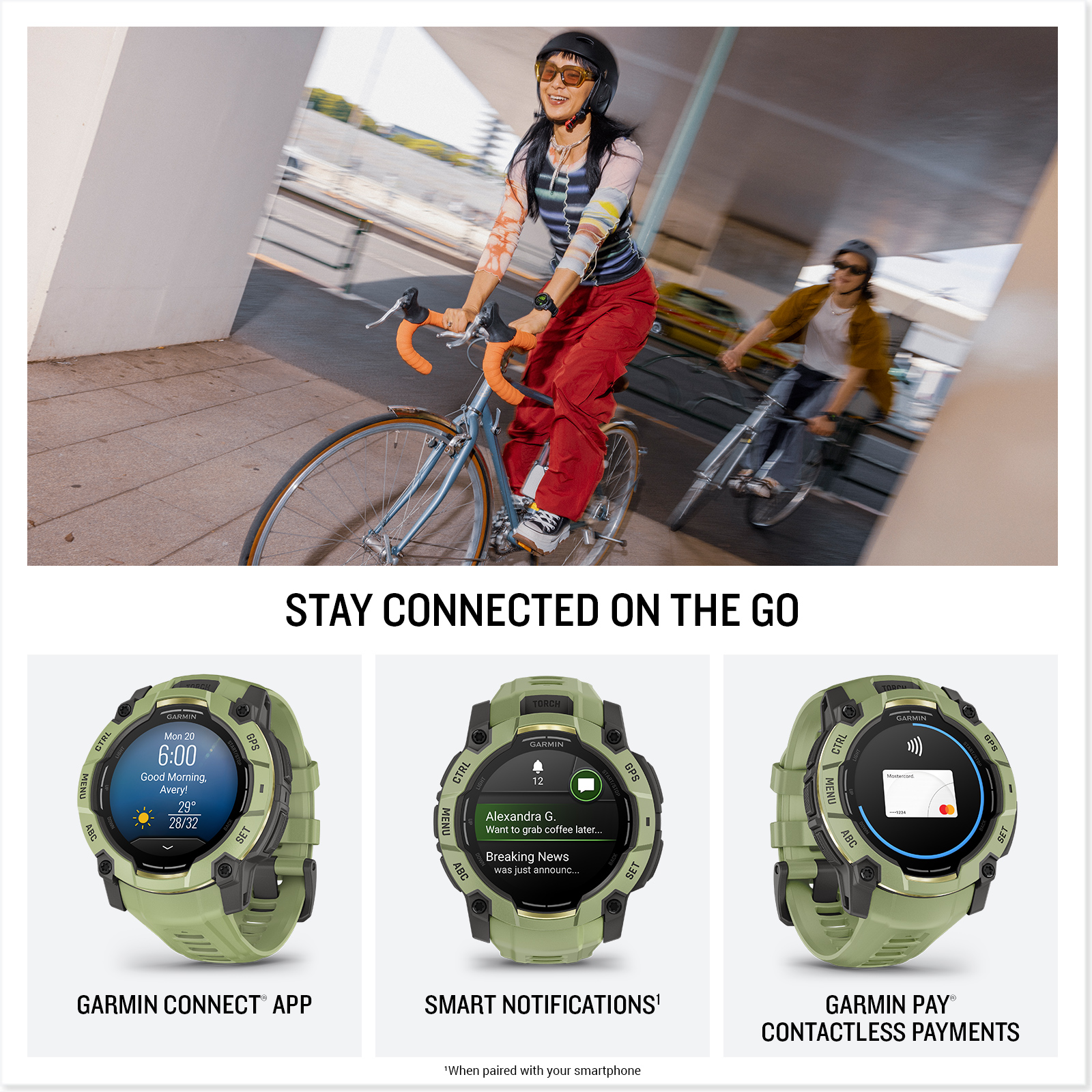 Garmin Instinct 3 50mm AMOLED GPS Smartwatch Fern Green Outdoor