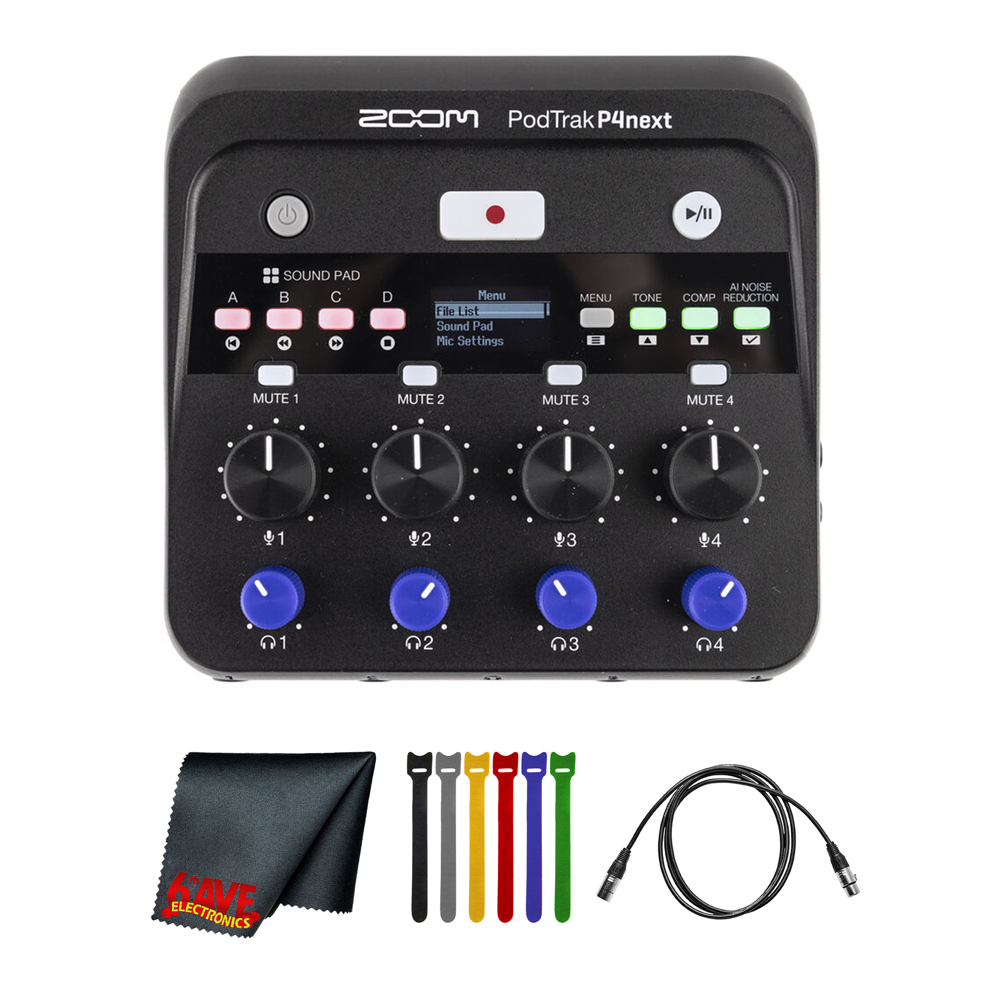 Zoom PodTrak P4next Podcast Recorder, Battery Powered, 4