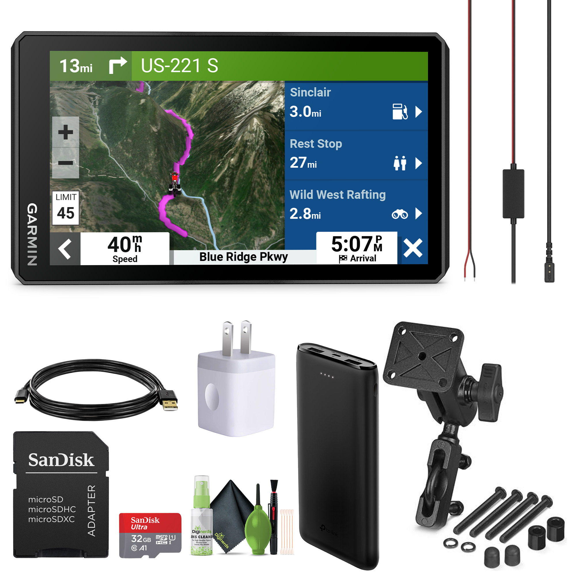 Garmin Zumo XT2 All-Terrain Motorcycle Navigator, Visual Route Planner - Bundle