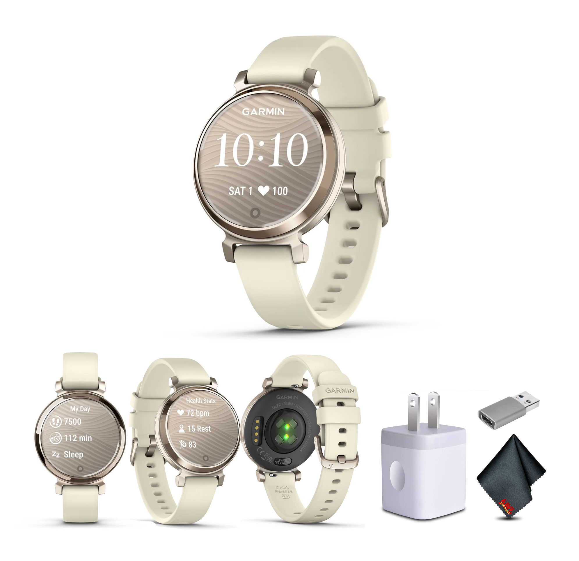 Garmin Lily 2, Small and Stylish Smartwatch Cream Gold with 