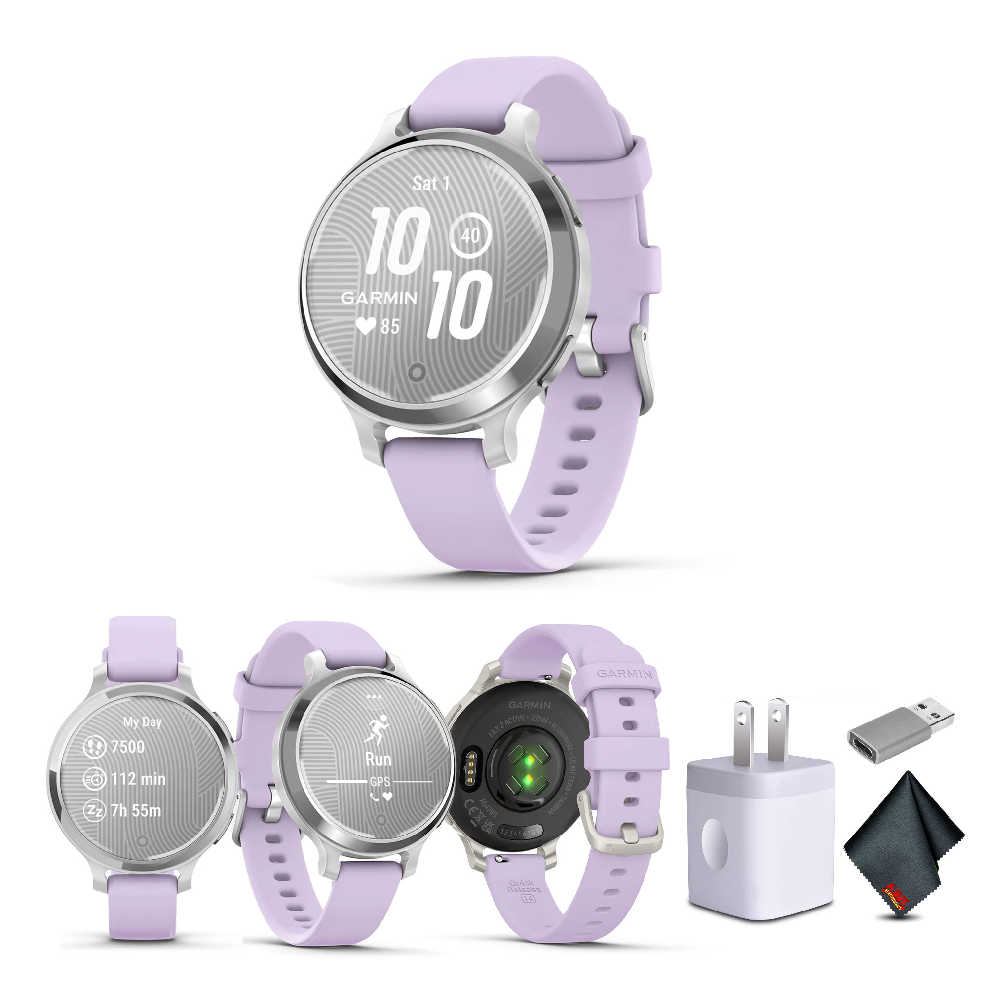Маленькие и стильные умные часы Garmin Lily 2 Active в комплекте с фиолетовым жасмином для женщин