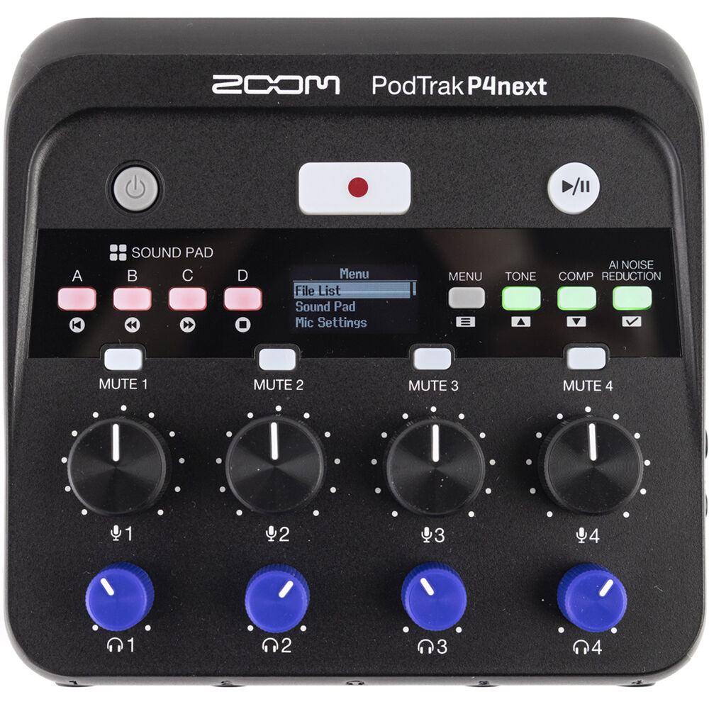 Zoom PodTrak P4next Podcast Recorder, Battery Powered, 4
