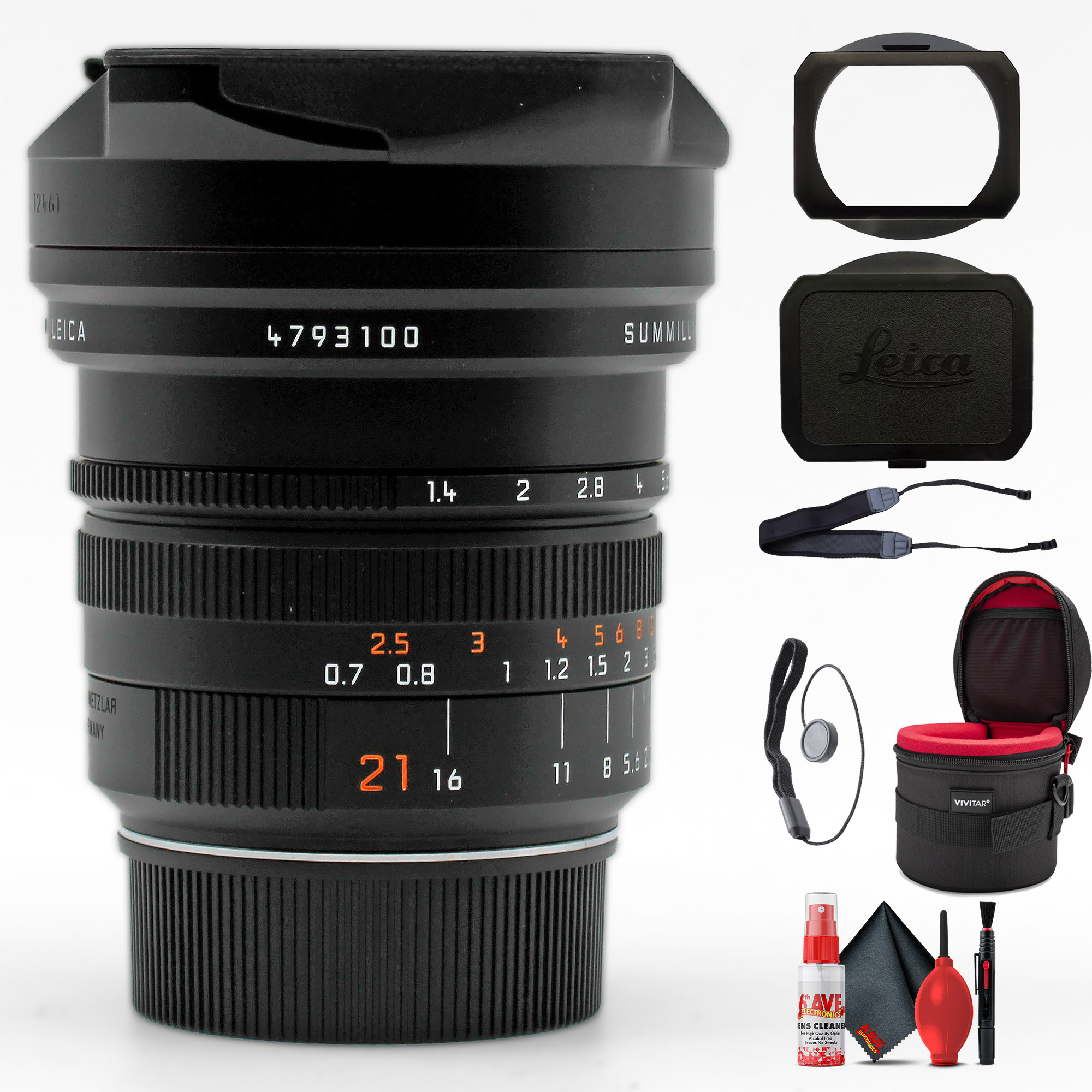Leica 21mm f/1.4 Summilux-M Aspherical Manual Focus Lens (Black) + Accessories